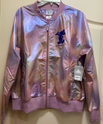 WALT DISNEY WORLD 50th Anniversary Iridescent Pink Windbreaker Jacket Women