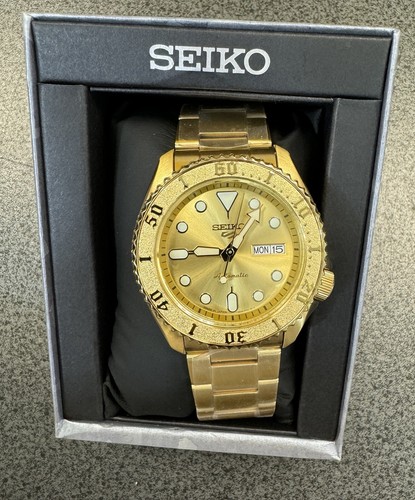 Pre-owned Seiko 5 Prospex Automatic Srpe74 Gold-tone Watch With Tag Made In Japan