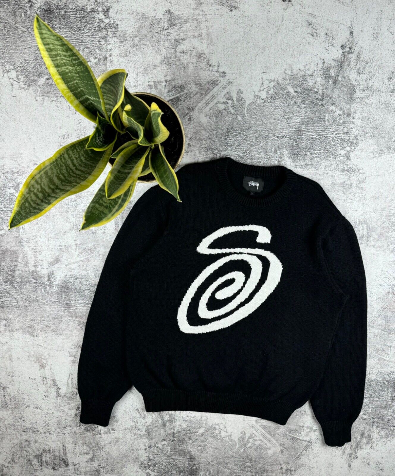 Stussy Streetwear Vintage Curly S Logo Knited Black Relaxed Stussy Streetwear Vintage Curly S Logo Knited Black Relaxed