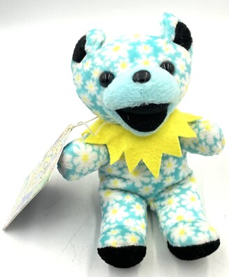 Grateful Dead Bean Bear Plush Liquid Blue Cubs Lil Daisy 2001 Teal Flower