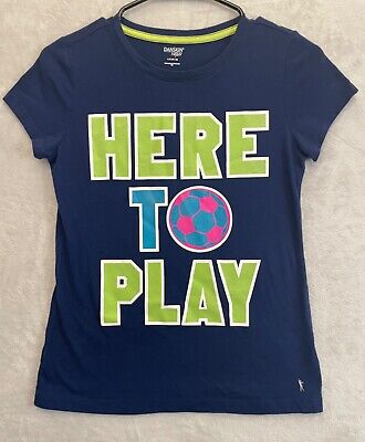 Danskin Now Dri-More Blue T Shirt Here to Play Like a Champ Size L/G (10-12) Top