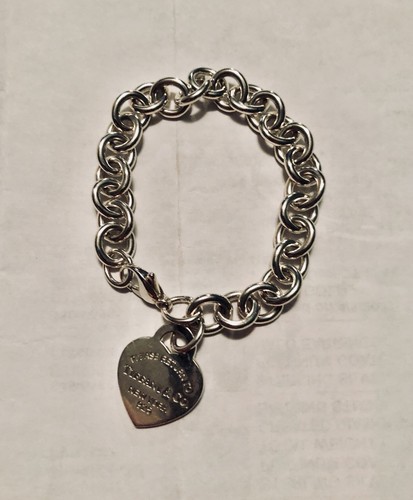 Tiffany & Co Sterling Silver Heart Tag Charm Bracelet