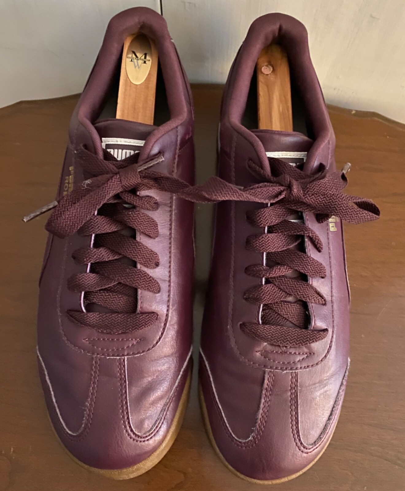 Vtg PUMA ROMA Burgundy Maroon Mens Sneakers Purple Athletic Shoes US 11 EUR 44.5
