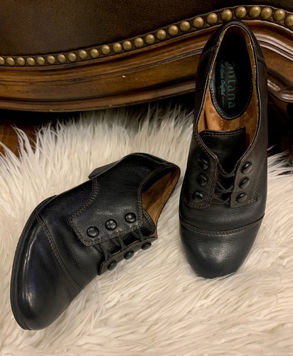 Montana Artisan Crafted Black Leather Shoes Size 7