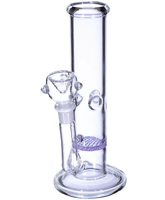 8 Inch Honeycomb Glass Water Pipe Bong Bubbler Glass Hookah Purple  *USA*