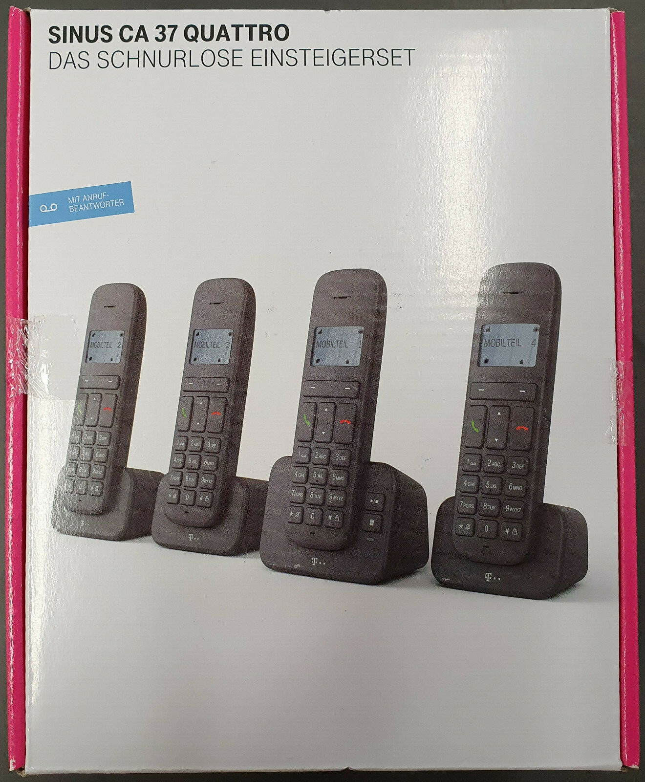 Telekom Sinus CA37 Quattro, Schnurloses Telefonset mit AB, 9227946