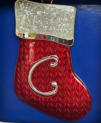 Studio Design Regent Square Letter Initial ''C'' Silver Plated Ornament W/Crystal