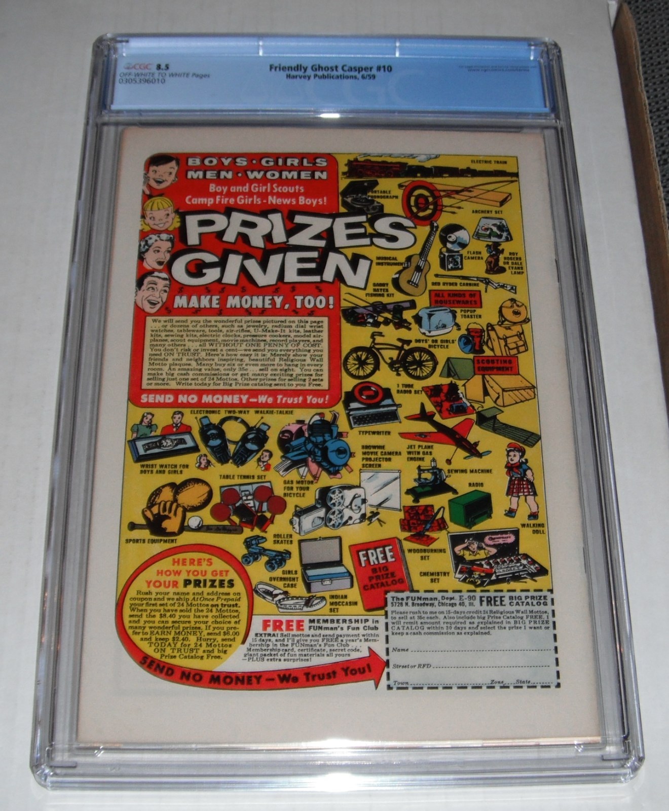 Friendly Ghost Casper # 10--CGC Universal slab--8.5...VF+ grade--bi..1959 comic