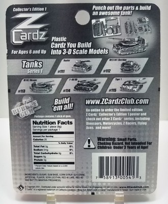 2001 Z Cardz Plastic 3-D Scale Models #115 Tiger 1 Series 1 Forest Cammo German