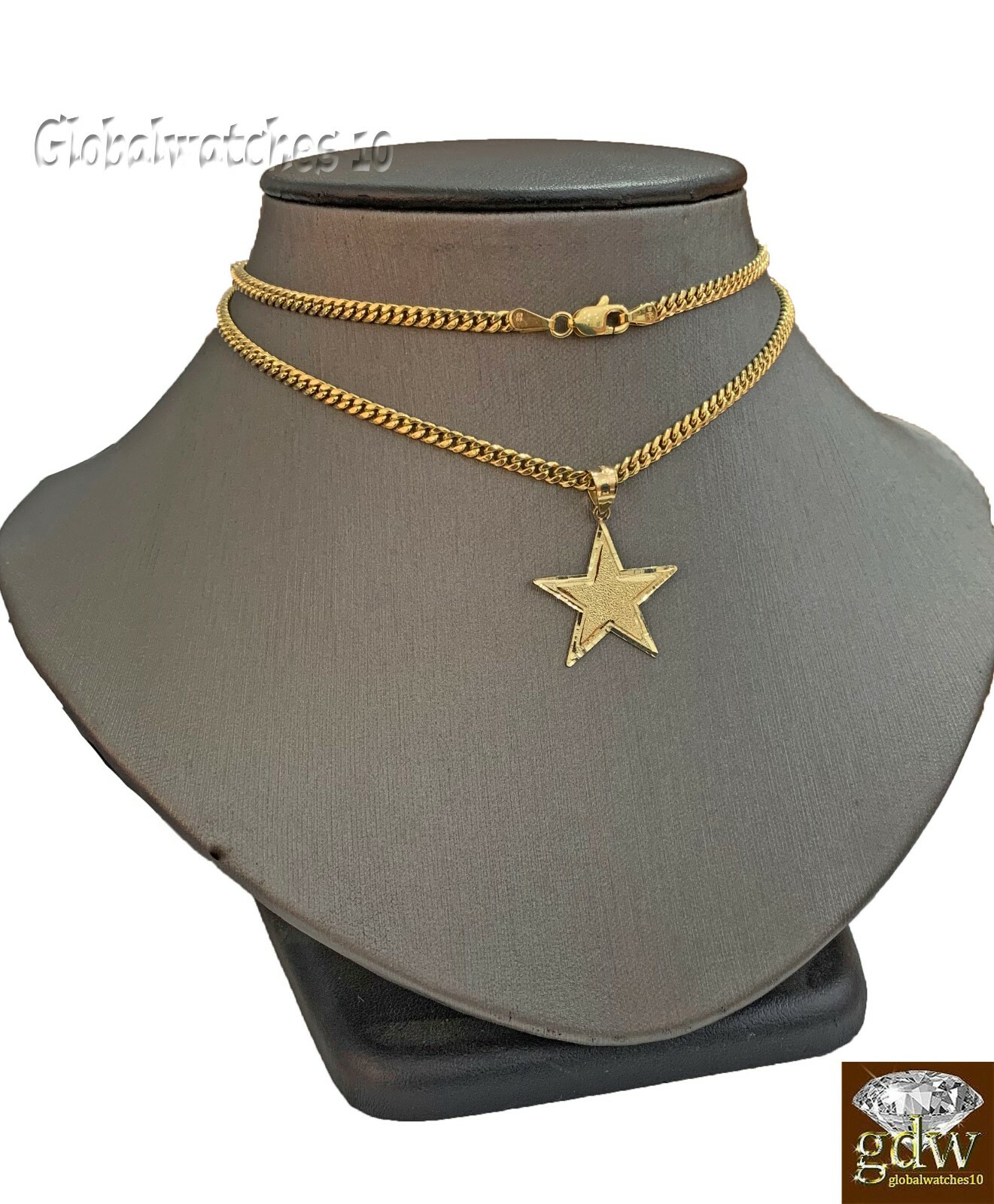 Pre-owned G&d 10k Gold Charm Pendant Star With Miami Cuban Chain In 22 24 26 28 Inch, Real