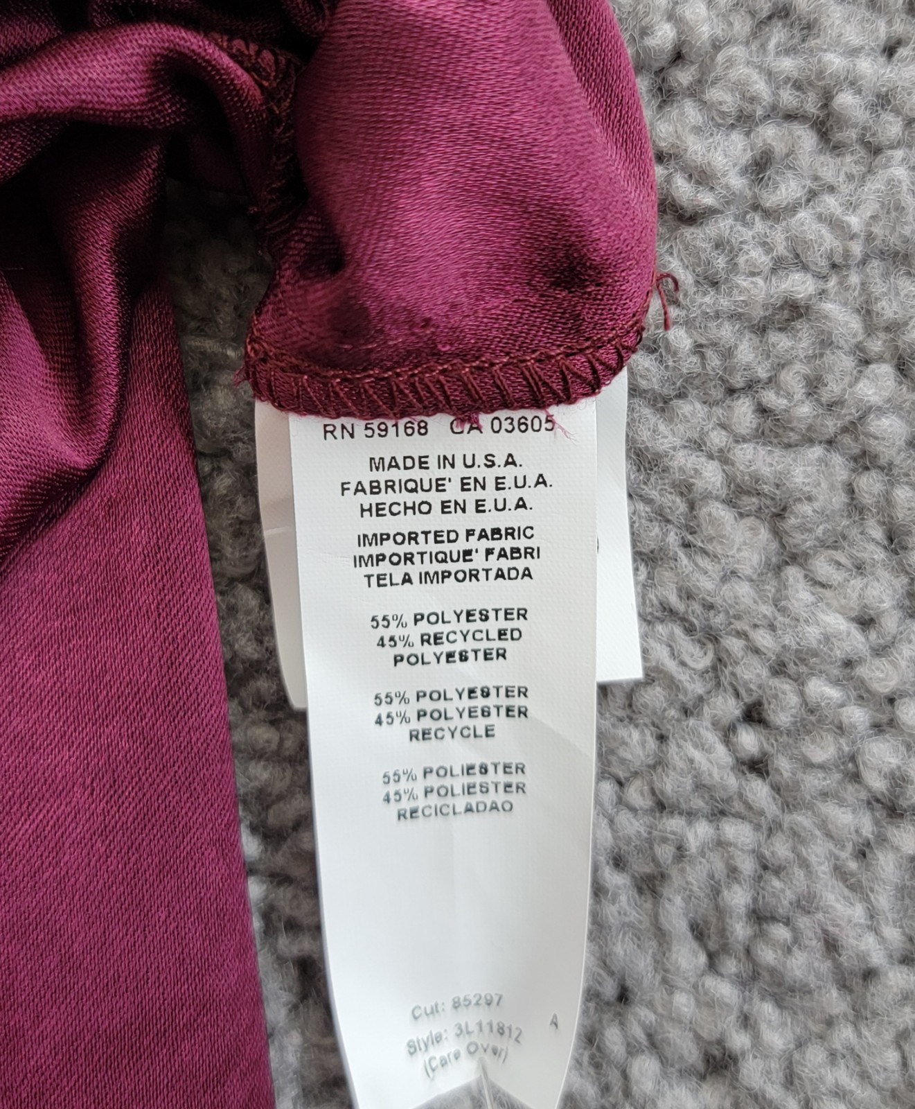 Karen Kane Shirred Blouse Womens XL Wine Solid Collared Long Sleeve Button Front - Picture 12 of 16