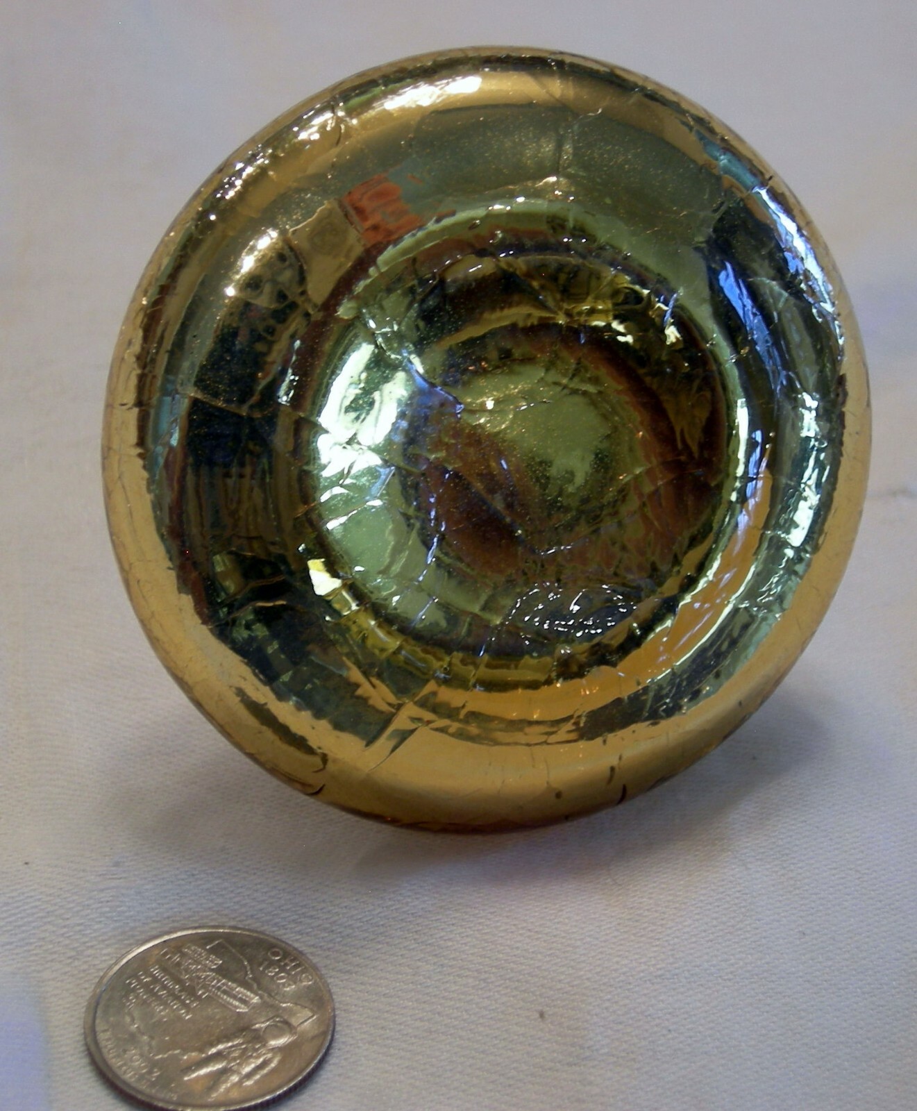 Vintage Ornate GOLD FOIL CRACKLED GLASS PUMP TOP PERFUME BOTTLE Regency