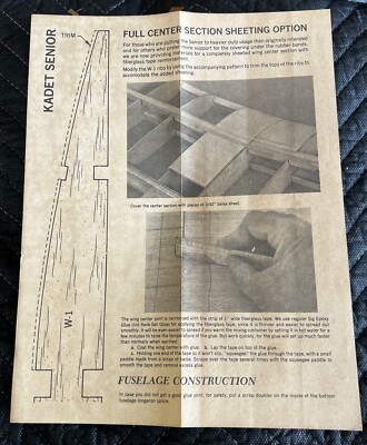 SIG Kadet Senior Replacement Wing Kit. To Be Used With Orginal Plans. 
