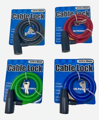 36'' Cable Lock Bike Bicycle Motorcycle Multi-Purpose Anti Theft Security w/ Keys