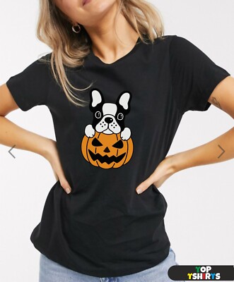 French Bulldog Pumpkin Dog Lover Halloween Tshirt Scary Frenchie Dog Top