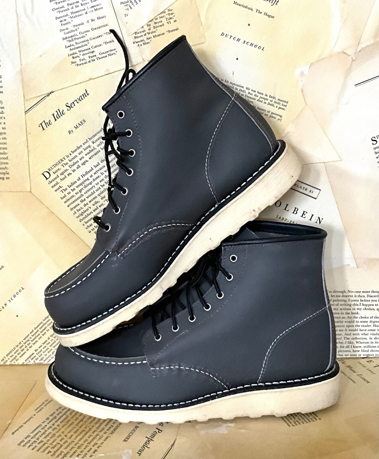 

Классические моц-сапоги Free People Red Wing, 6 дюймов, кожа цвета камня, черно-серая кожа, 40/9, НОВИНКА, Black gray, Women's Short Boot
