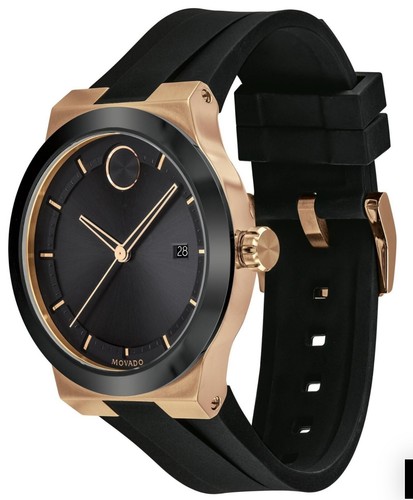 Pre-owned Movado Bold Fusion Bronze Ion-plated And Black Silicone Strap Watch 42mm 3600851