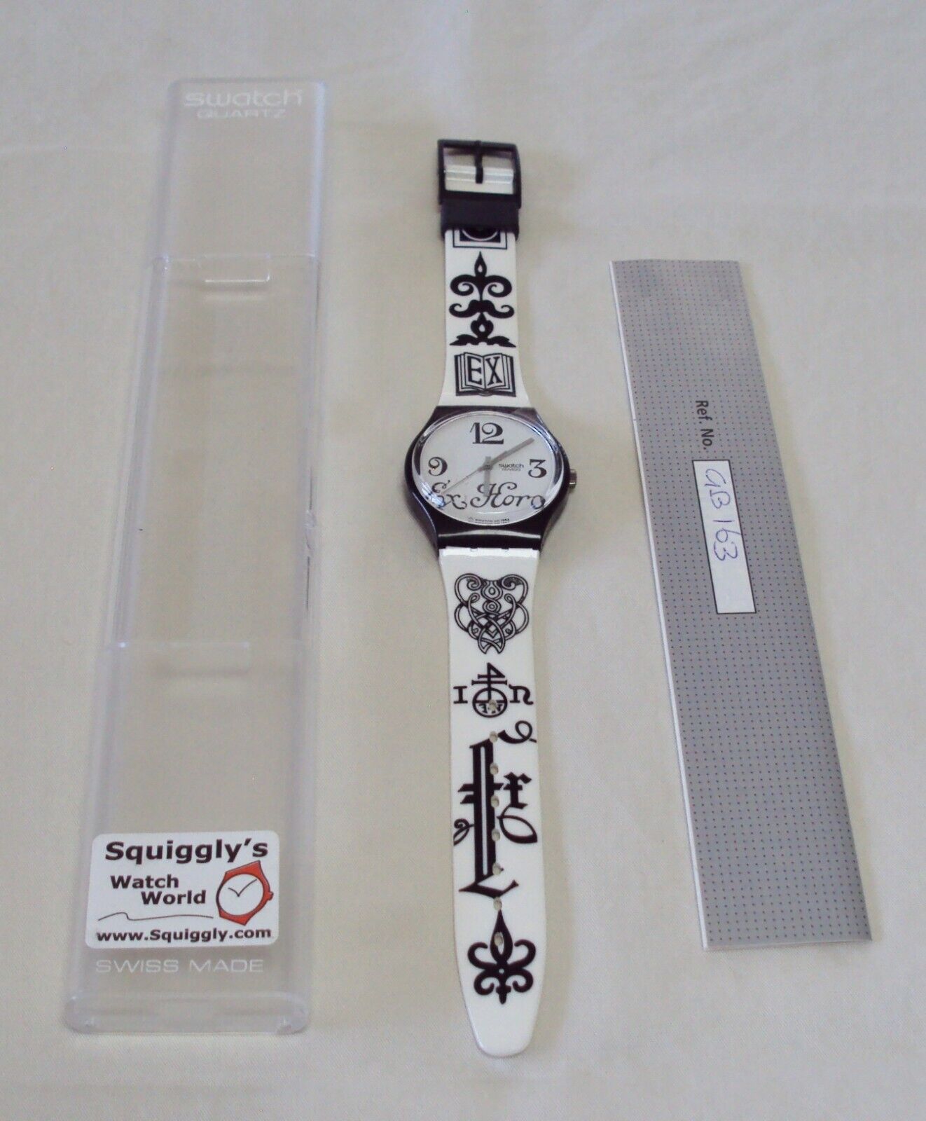 SWATCH - GB 163 - BLACK LETTER - Black #'s on White Face SWATCH - GB 163 - BLACK LETTER - Black #'s on White Face