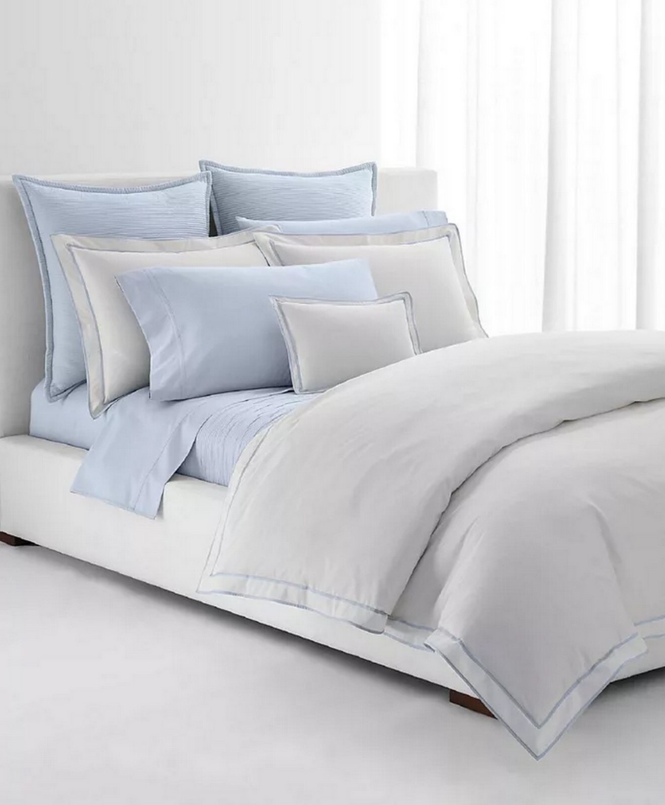 Ralph Lauren Queen size 布団 Ralph Lauren Spencer Cotton Sateen BLUE CORNFLOWER Border
