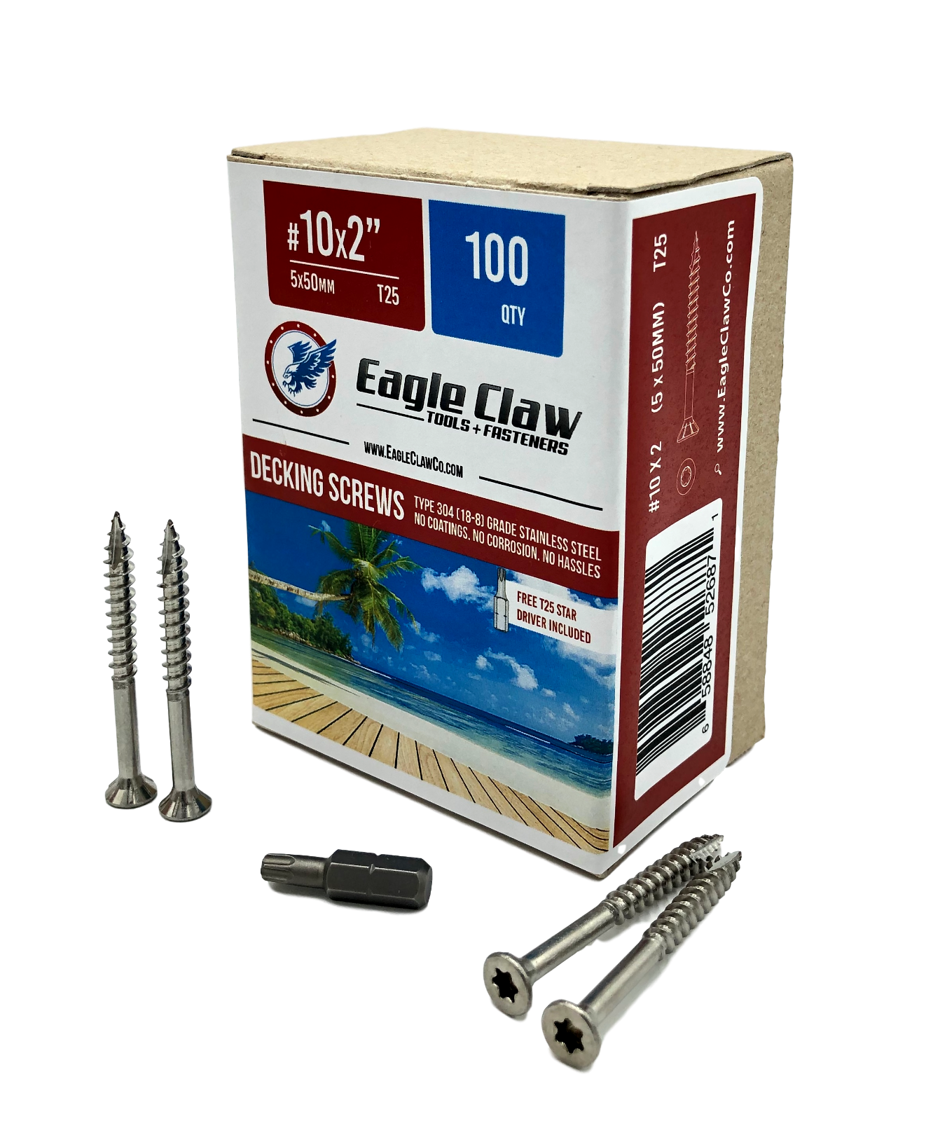 Eagle Claw Stainless Steel Wood Screws Star Drive Flat Head Various Sizes