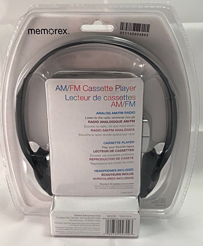 Vintage Memorex Portable Cassette Player with AM FM Radio And Headphones NEW