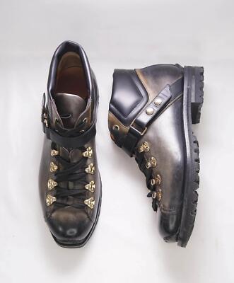 $1,495 SANTONI - ''ST MORITZ'' OLIMPIADI Brown Patina Leather Hiking Boot - 9.5 US