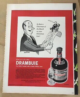 Drambuie cordial print ad 1950 vintage decor 50s illustration Sam Cobean gift
