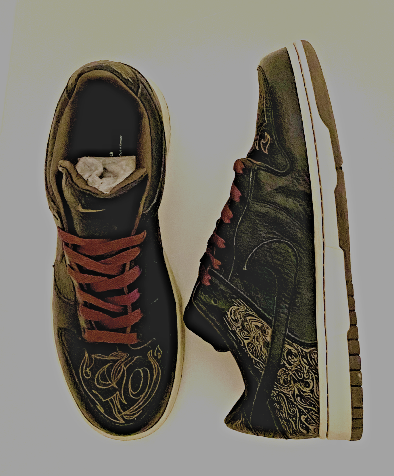 Pre-owned Nike Dunk Low Laser By Michael Desmond. Size 9 In Brown