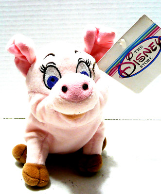 VINTAGE WALT DISNEY BLACK CAULDRON ''HEN WEN'' PINK PIG PLUSH BEAN BAG 8'' TALL