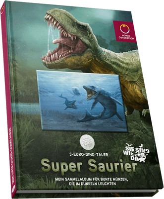 SAMMELALBUM SUPER SAURIER Serie der 3 Euro Münzen Österreich 2019, 2020 - 2022