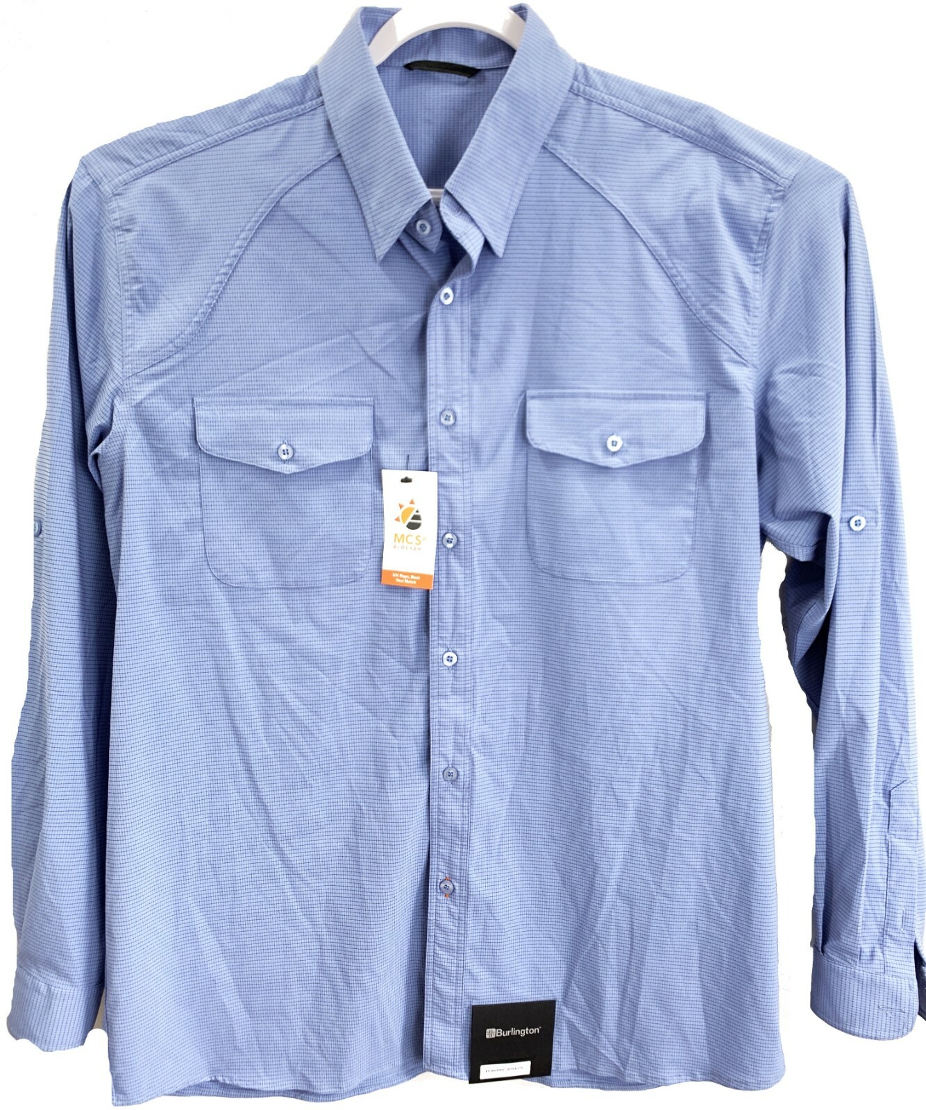 Burlington Mens Long Sleeve Moisture Wicking Button Front Shirt Carolina  Blue XL | eBay