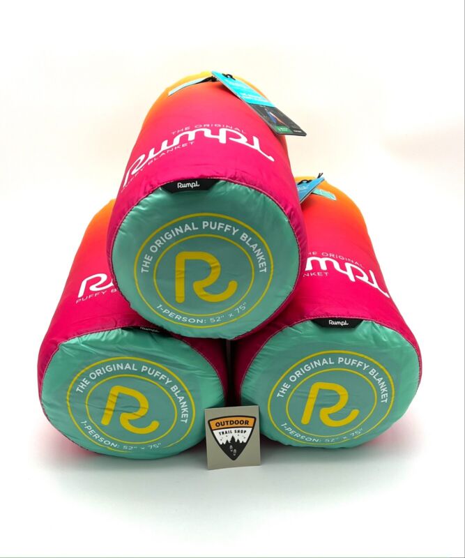 Rumpl Original Puffy Outdoor Blanket Rainbow Lemonade Fade Camping Travel Gear