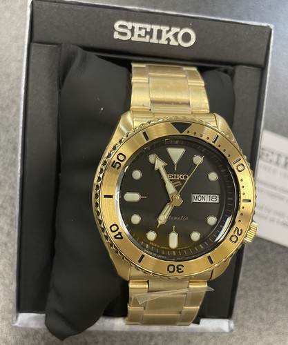Pre-owned Seiko 5 Prospex Automatic Srpk18 Gold-tone Watch With Tag Made In Japan