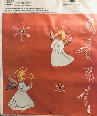 VTG Danish Permin Copenhagen Design Christmas ANGELS 68''X38'' Table Runner Kit
