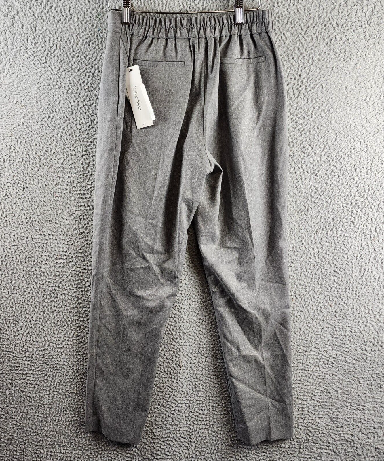 Calvin Klein Pleated Pinstripe Ankle Pants Women's 4 Gray Multi Zip/Button - Picture 13 of 15