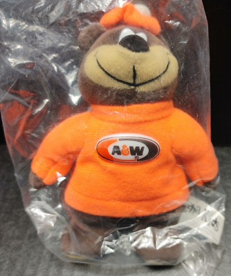 Vintage A&W BEAR 6'' Plush Bean Bag A&W Restaurants & Root Beer By Alpha Kids