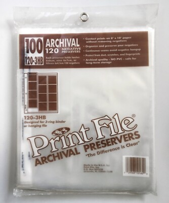 Print File 120-3HB 120 Negative Storage Pages, 100 Sheets NEW
