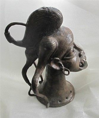 Antique African Bronze Mask Mmwo Secret Society Yam Cult Spirit of a Dead 1850's