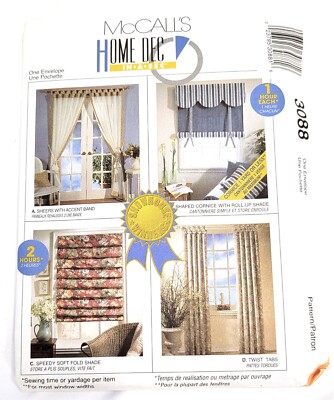 UNCUT-McCall's Home Dec Pattern #3088-Curtains - 4 Variations