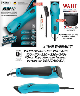 Wahl PRO KM10 BLUE 2-Speed Clipper KIT&ULTIMATE 10 Blade Set*PET DOG GROOMING