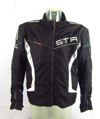 STR Lindstrands Men's Motorcycle Jacket Jofama Black, Silver & White Size 56