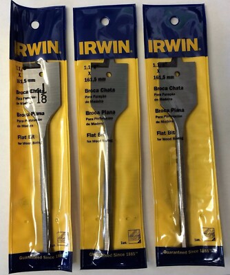 Irwin 1-1/8'' Flat Boring Bit IW697 3PCS