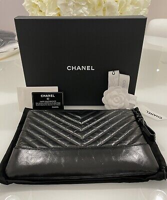 Chanel O Case Clutch Chevron Aged Calfskin - NIB - 100% Authentic