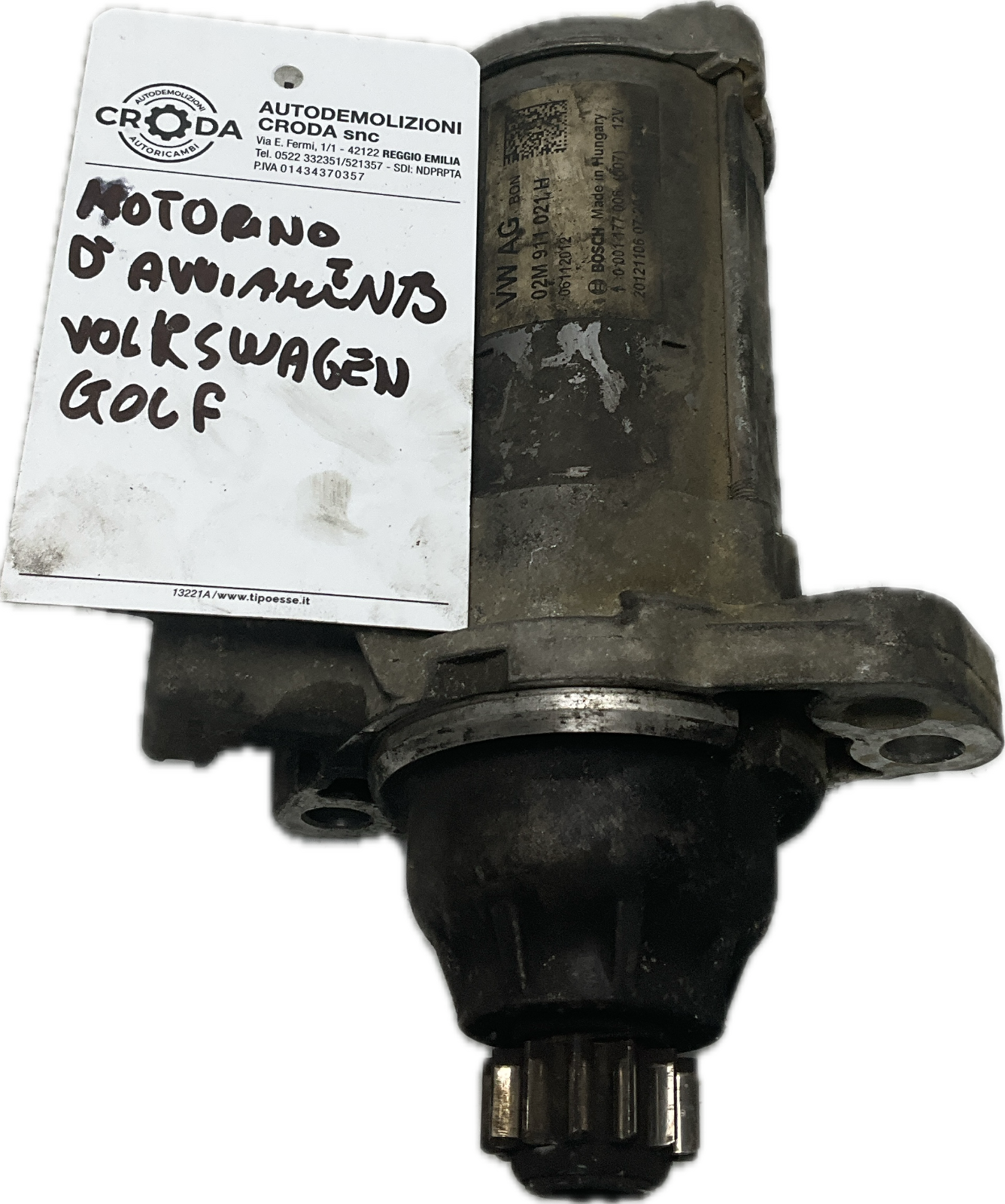 Motorino avviamento per modello VOLKSWAGEN UP / POLO codice ricambio: 02M911021H