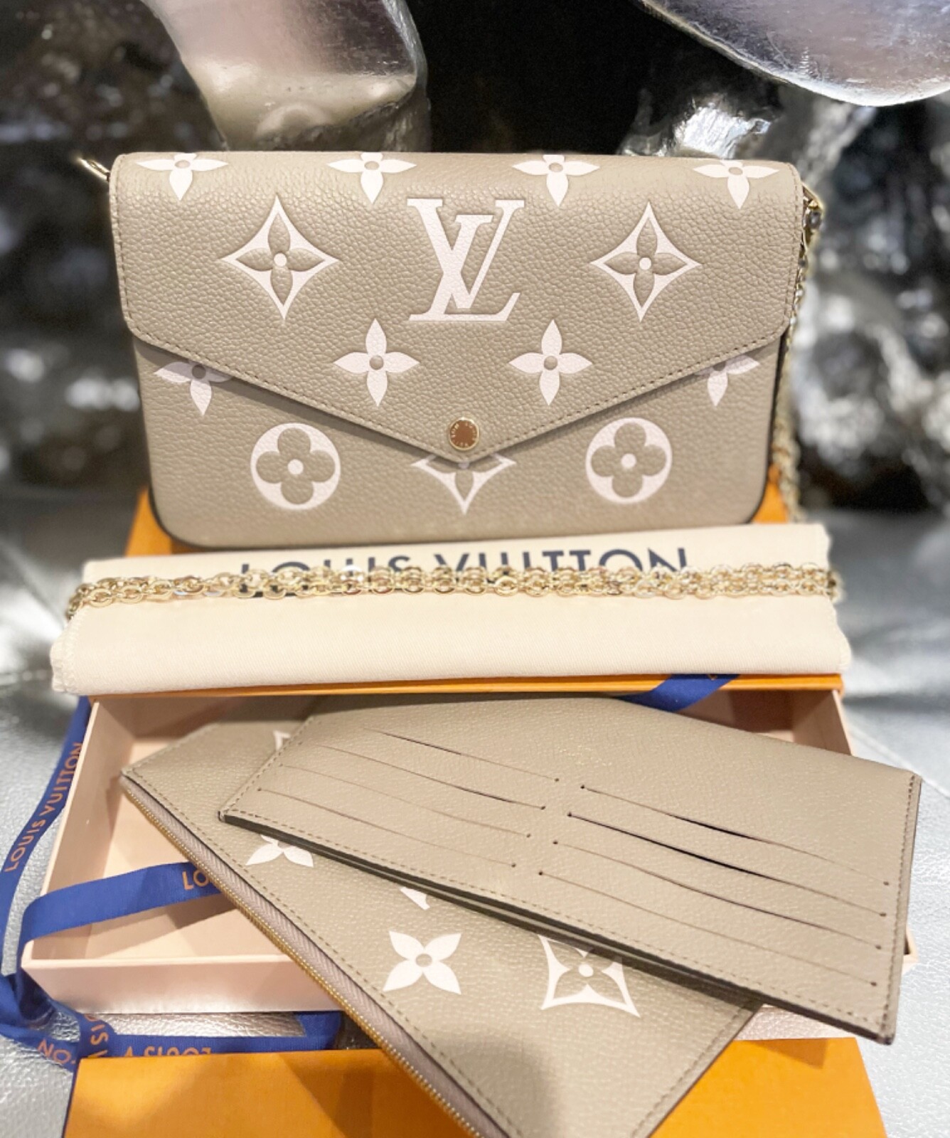 Louis Vuitton Felicie Pochette Bicolor Monogram Empreinte Leather | eBay