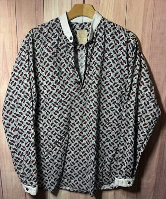 Vintage Wahoo Maker Western Band Collar All Over Print Mens Medium USA Geometric