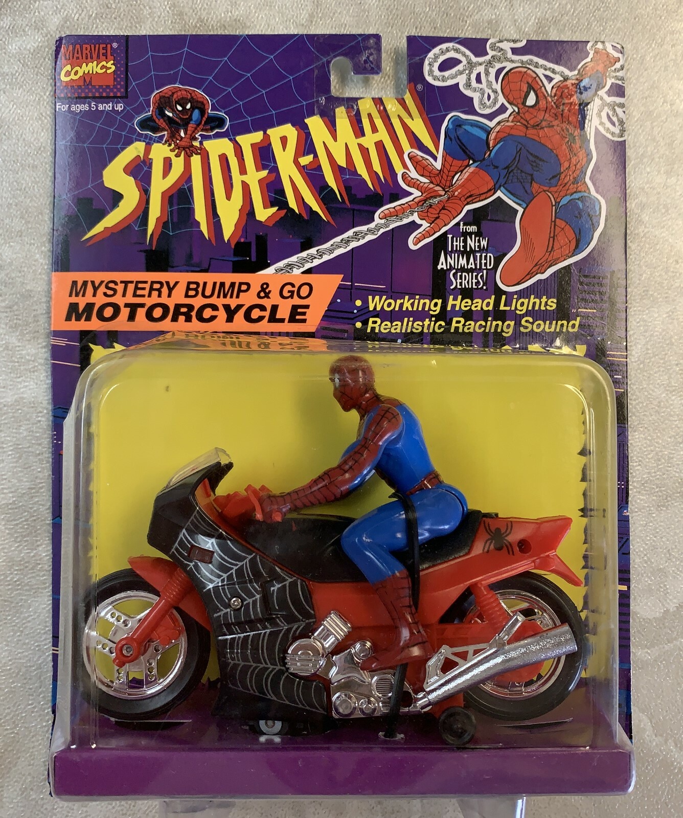 【未開封】90s スパイダーマン バイク 電動トイ Bump&Go 1995年 未開封】90s スパイダーマン バイク 電動トイ Bump&Go 1995年