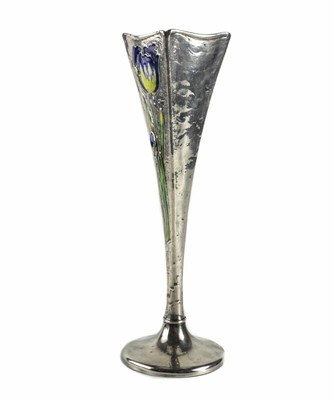 Sterling Silver Bud Vase with Enamel Tulips by Gorham Mfg. Co 1897