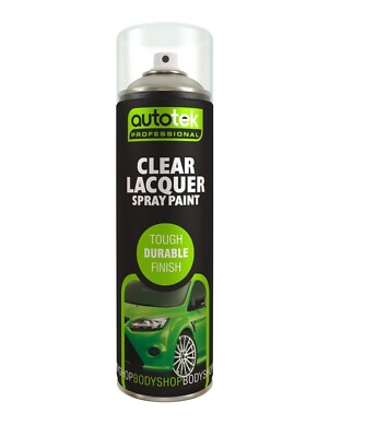 Autotek Clear Lacquer Spray Paint 500ml Acrylic Formula Aerosol Steel Plastic