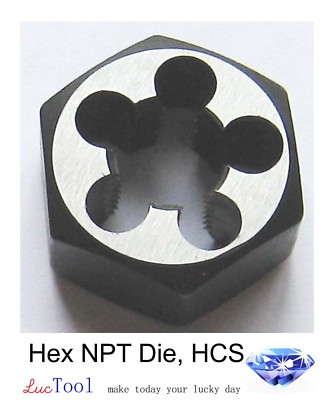 1/16-27 NPT Hex Pipe Die 11/16'' Hex OD High Carbon Steel for Taper Thread Repair